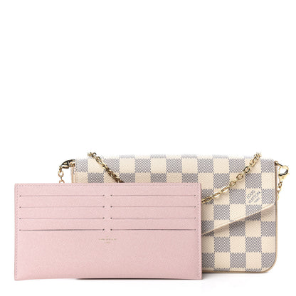 Louis Vuitton Damier Azur Pochette Felicie Chain Wallet Rose Ballerine 10 of 11