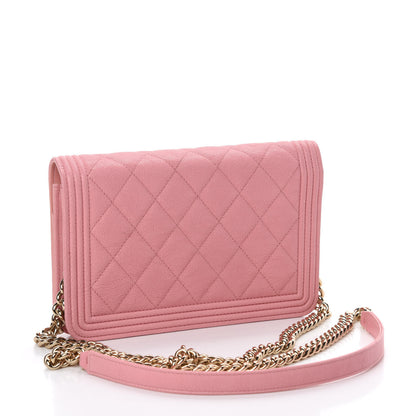 Chanel Caviar Quilted Boy Wallet On Chain WOC Light Pink 3 of 12