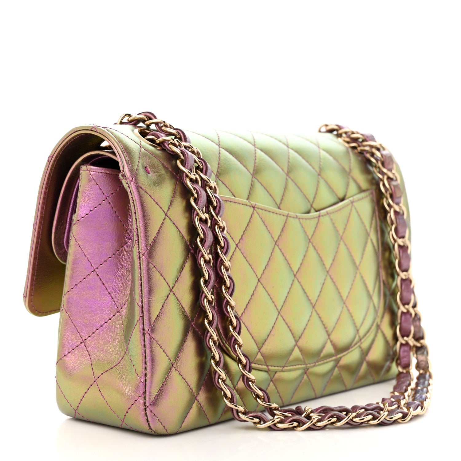 Chanel Iridescent Lambskin Quilted Medium Double Flap Purple 3 of 11