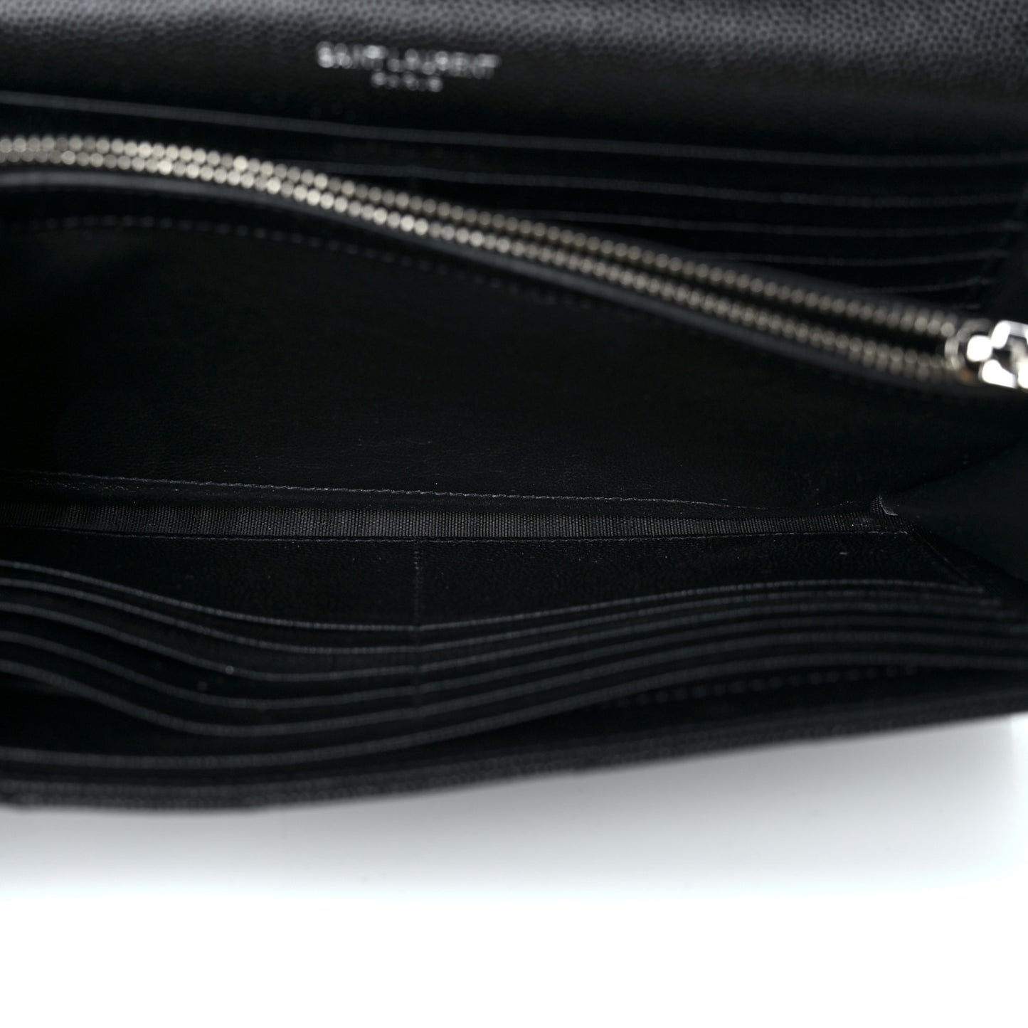 Grain De Poudre Matelasse Chevron Monogram Chain Wallet Black