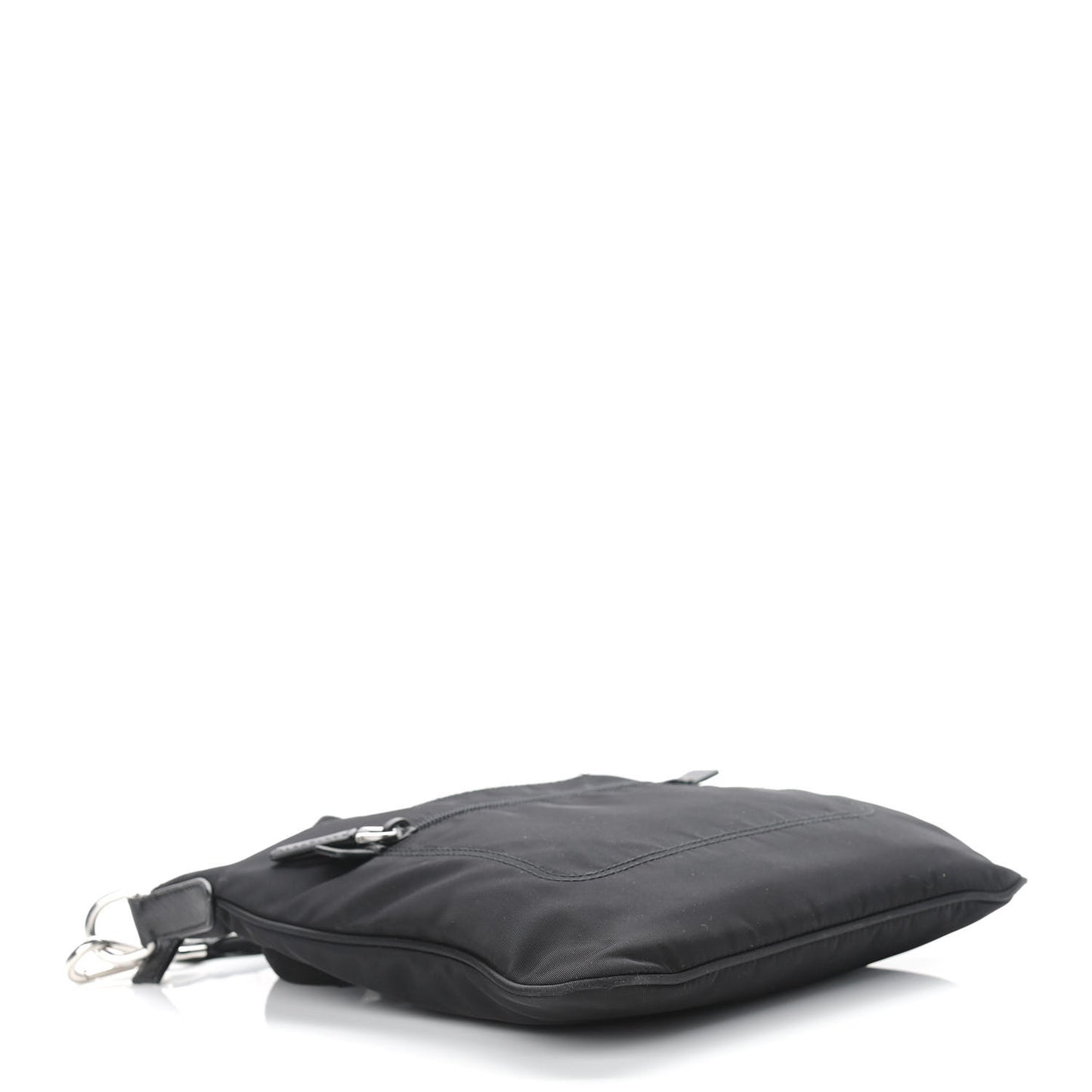 Tessuto Nylon Saffiano Flat Messenger Bag Black