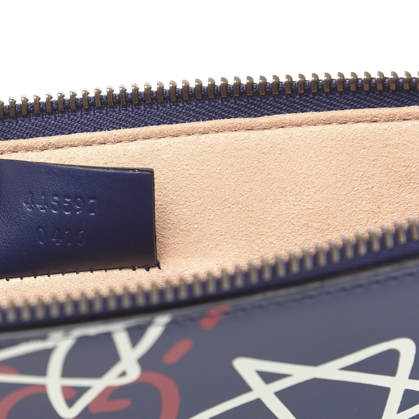 Calfskin GucciGhost Print Pouch Blue Agata Hibiscus Red
