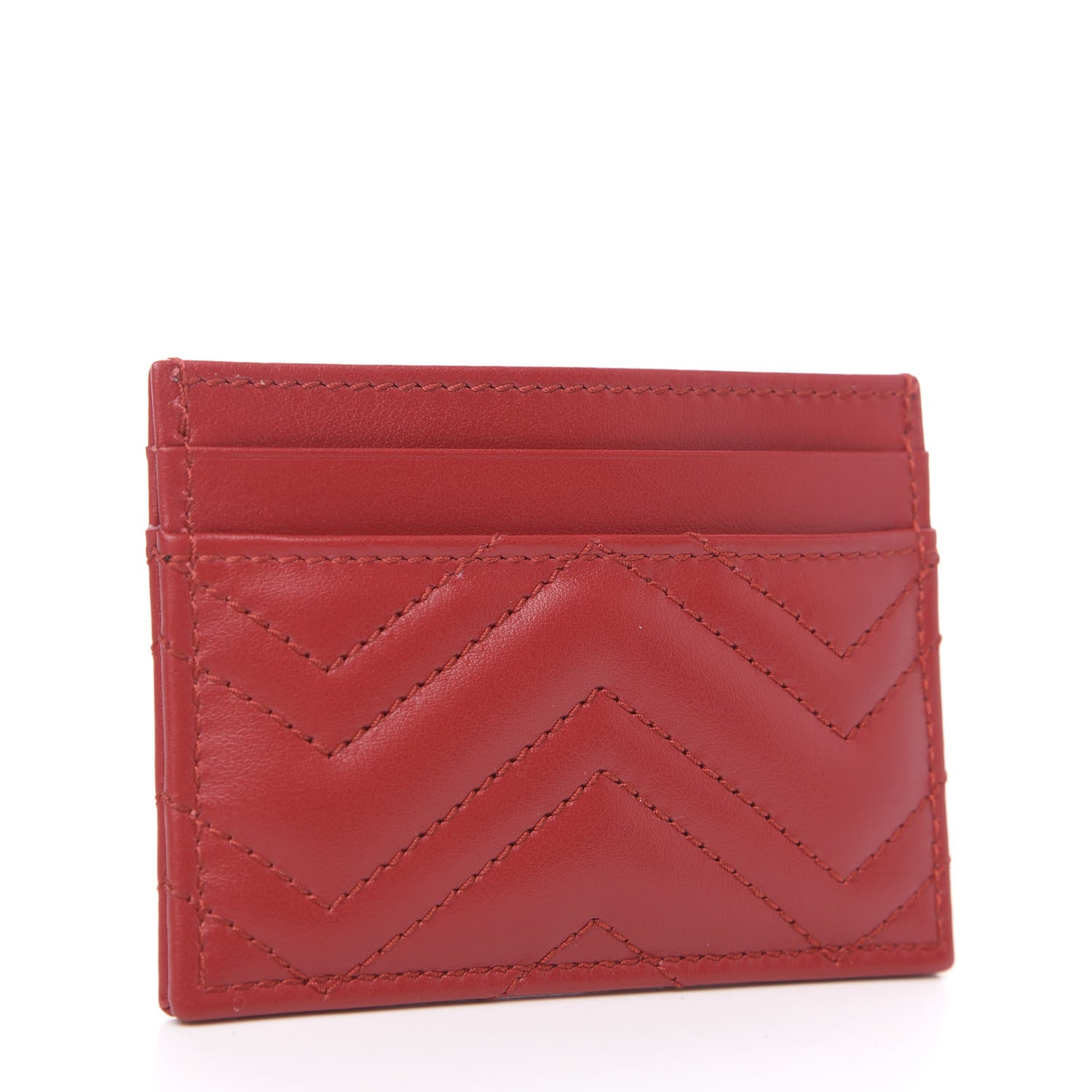 Gucci Calfskin Matelasse GG Marmont Card Holder Hibiscus Red 2 of 6