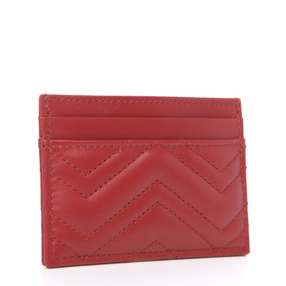 Gucci Calfskin Matelasse GG Marmont Card Holder Hibiscus Red 2 of 6