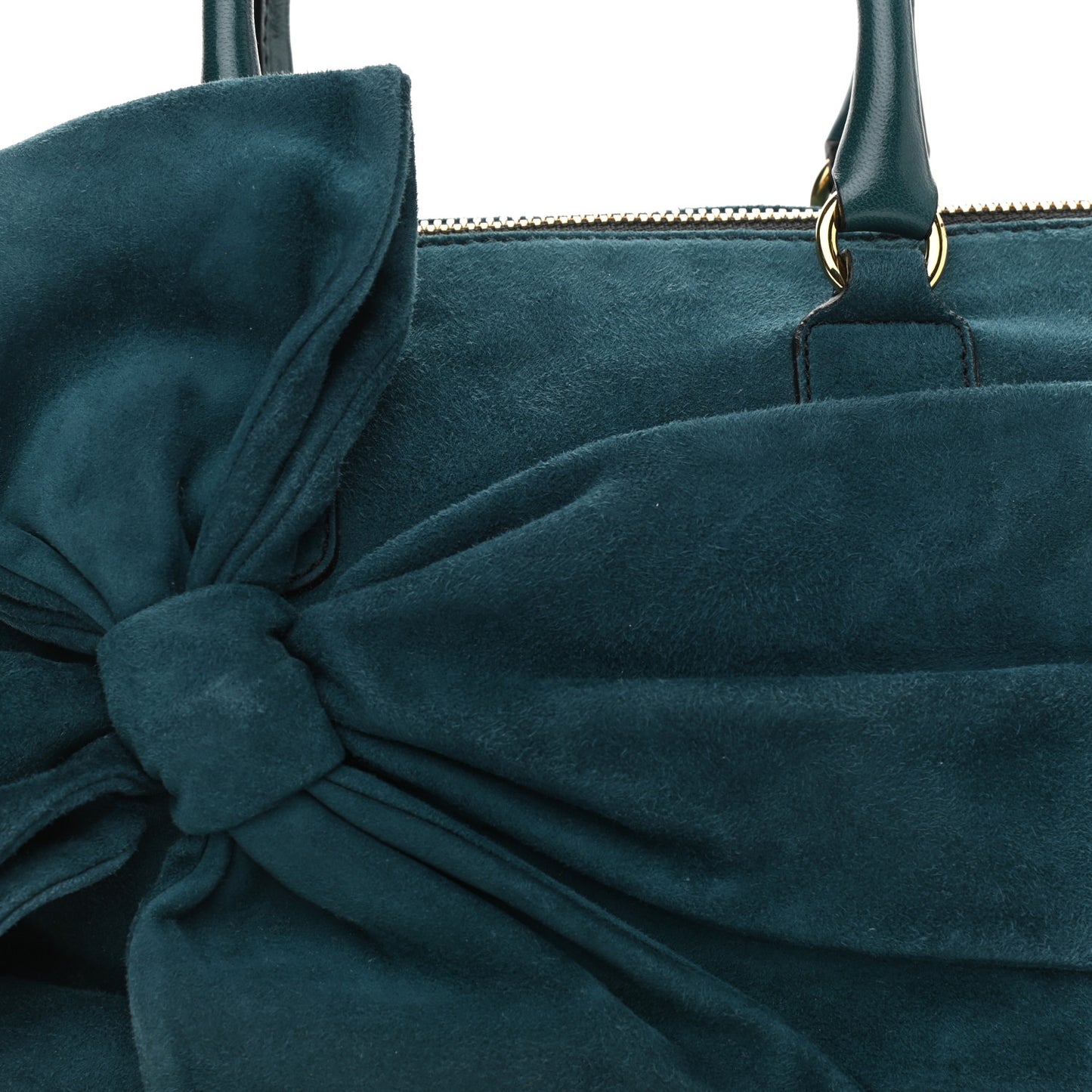 Suede Bow Boston Bag Green