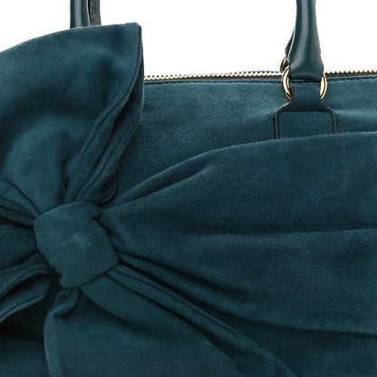 Valentino Garavani Suede Bow Boston Bag Green 7 of 9