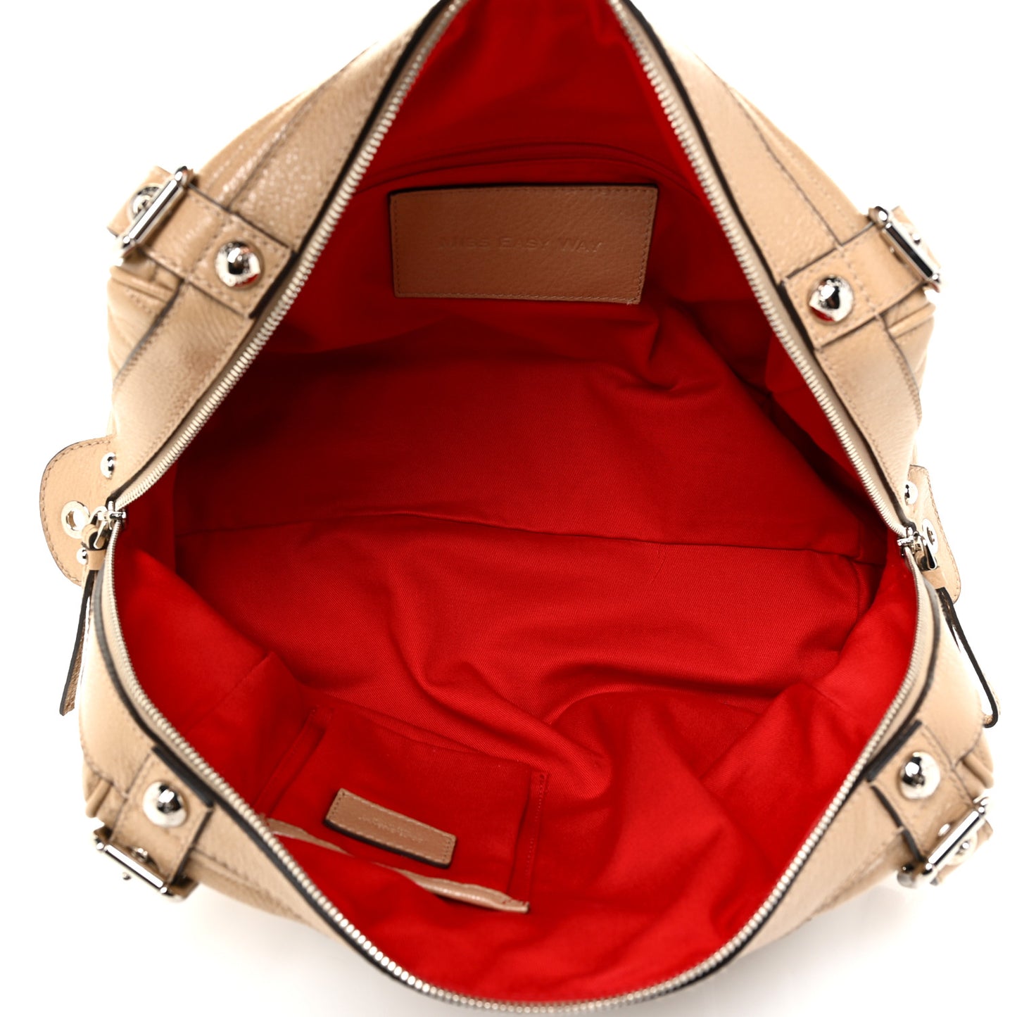 Grained Calfskin Easy Way Satchel Beige