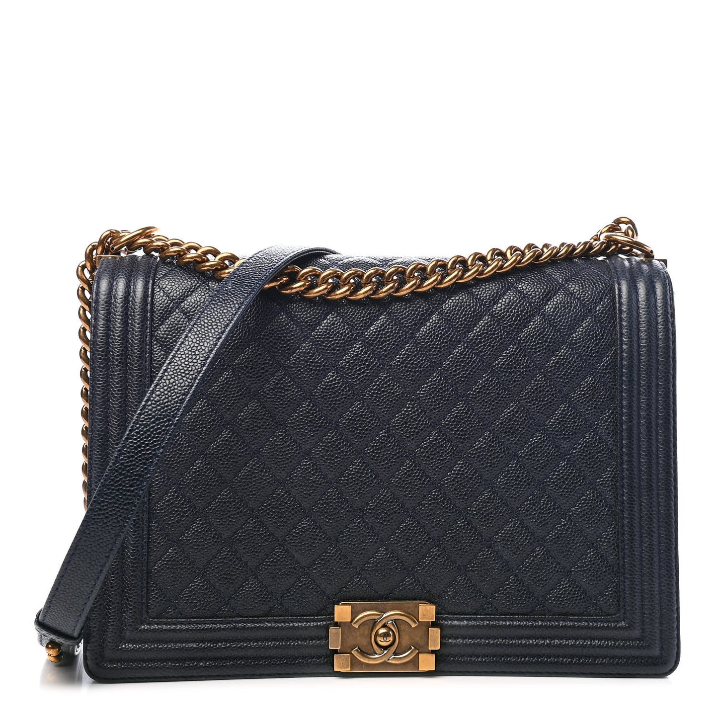 Caviar Quilted Large Boy Flap Blue