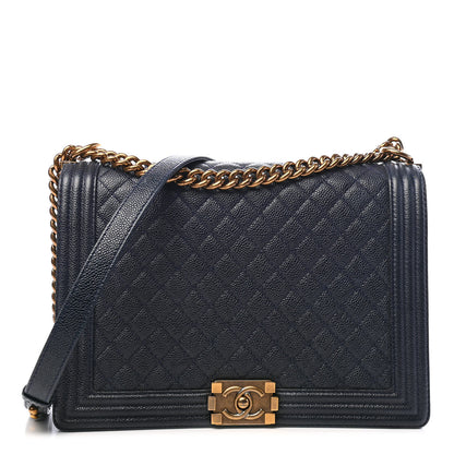 Chanel Caviar Quilted Large Boy Flap Blue 1 of 10