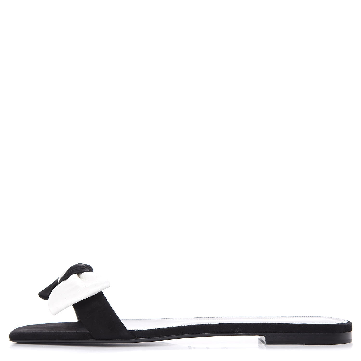 Saint Laurent Ayers Nubuck Bow Nu Pieds Slide Sandals 41.5 Black 1 of 9