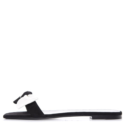 Saint Laurent Ayers Nubuck Bow Nu Pieds Slide Sandals 41.5 Black 1 of 9