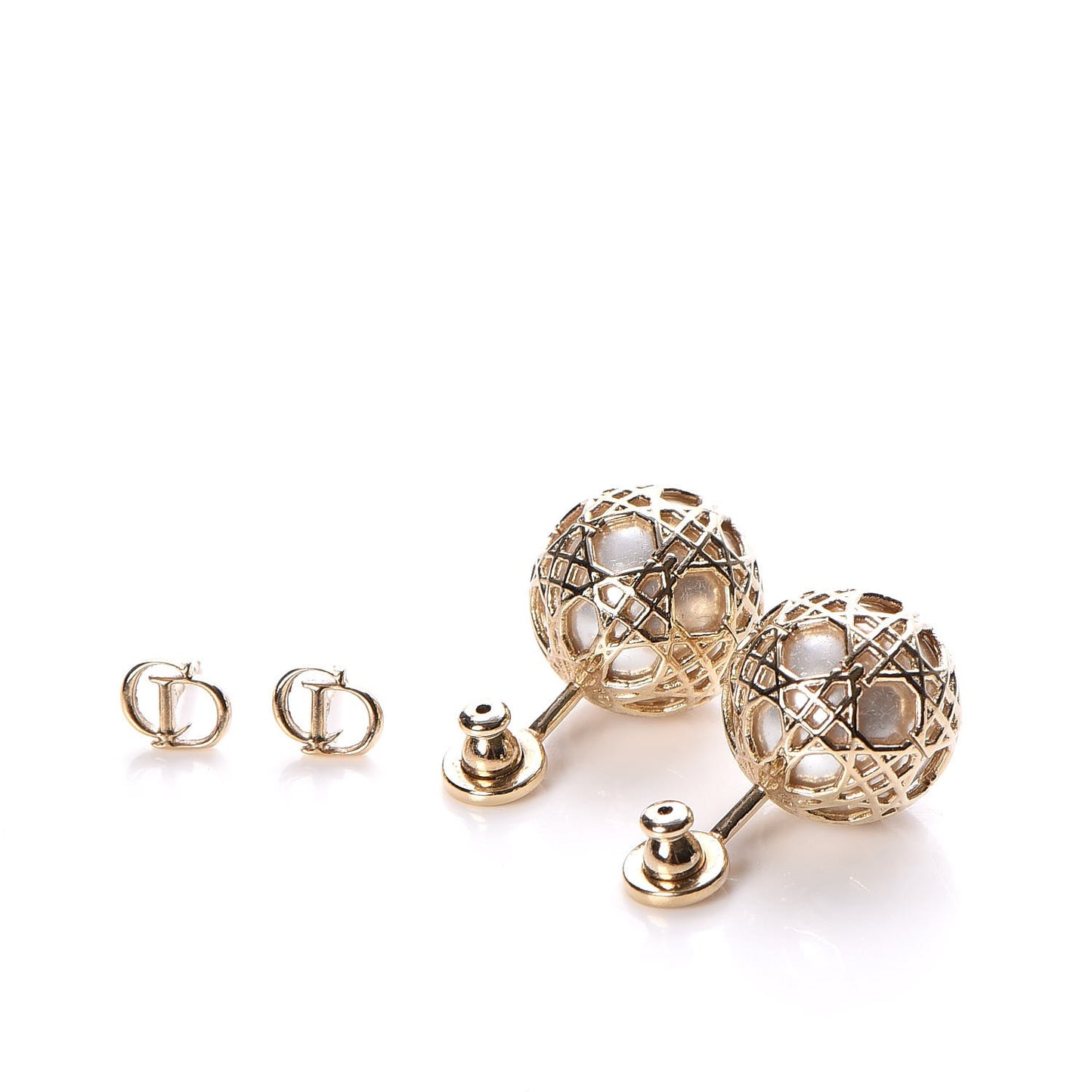 Pearl Secret Cannage Mise En Dior Tribales Earrings Gold