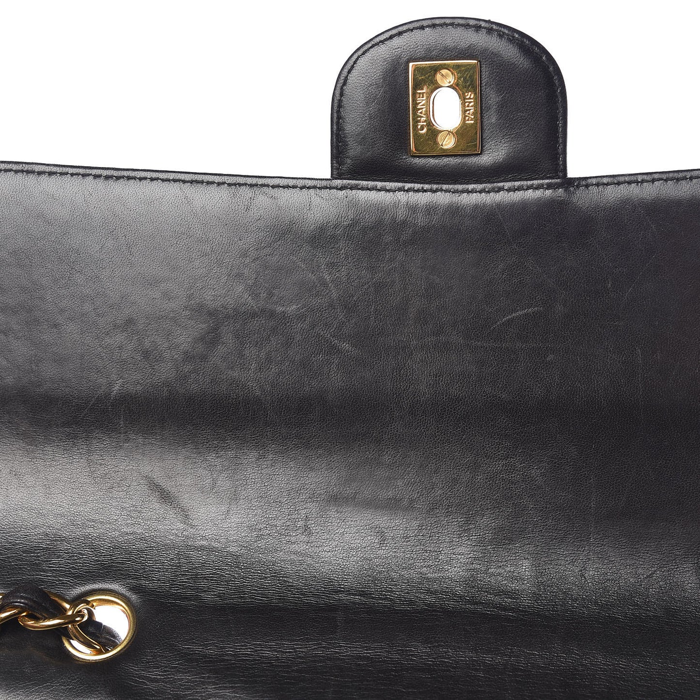 Lambskin Quilted Jumbo Single Flap Black