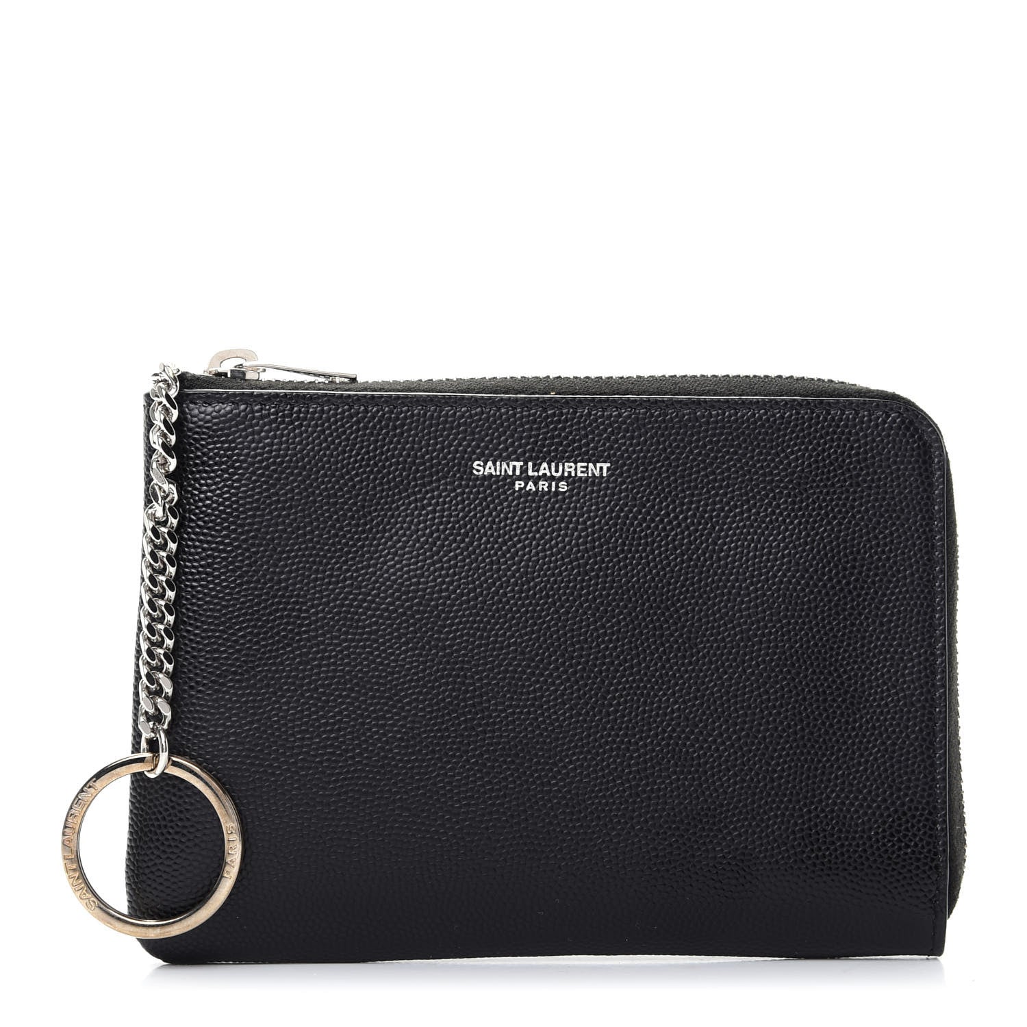 Saint Laurent Grain de Poudre Key Pouch Black 1 of 3