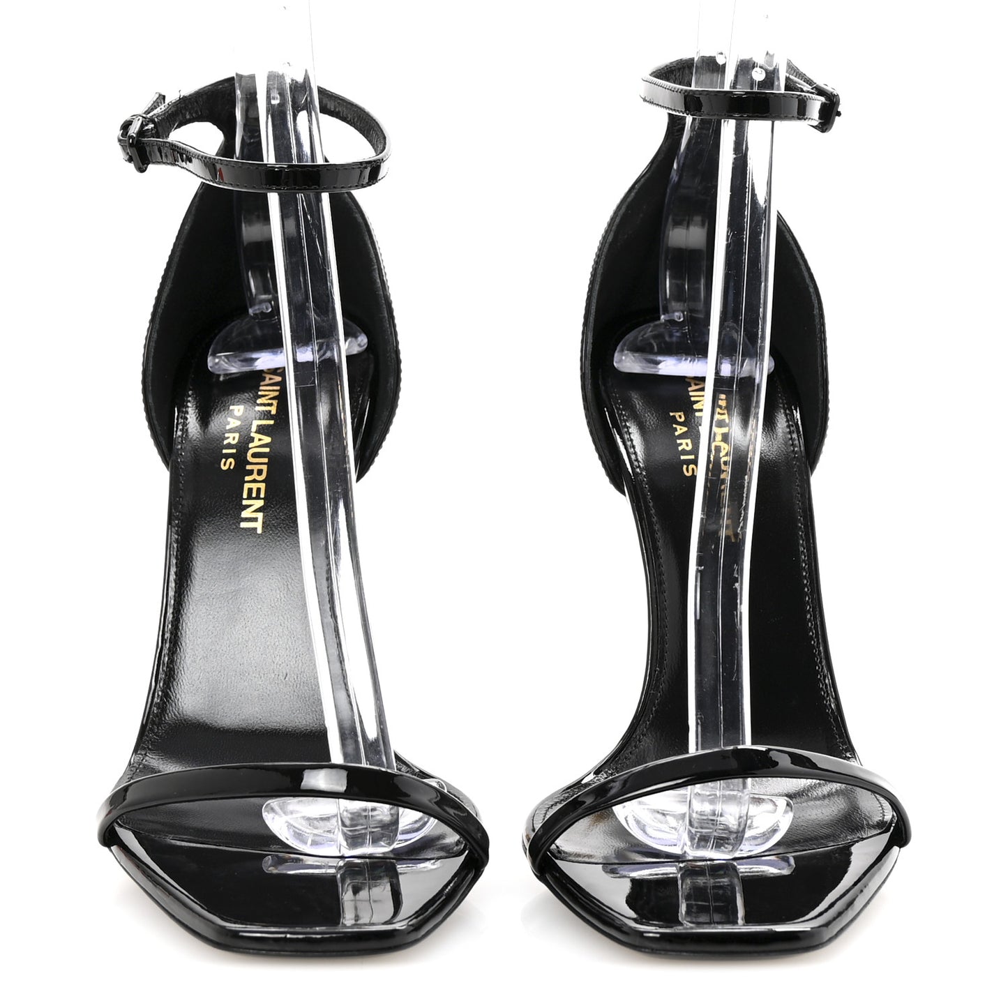 Patent Calfskin Opyum 110 Sandals 36.5 Black Gold