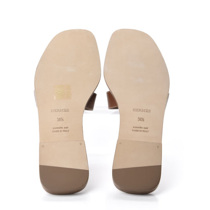 Hermes Box Calfskin Oran Sandals 38.5 Gold 6 of 10