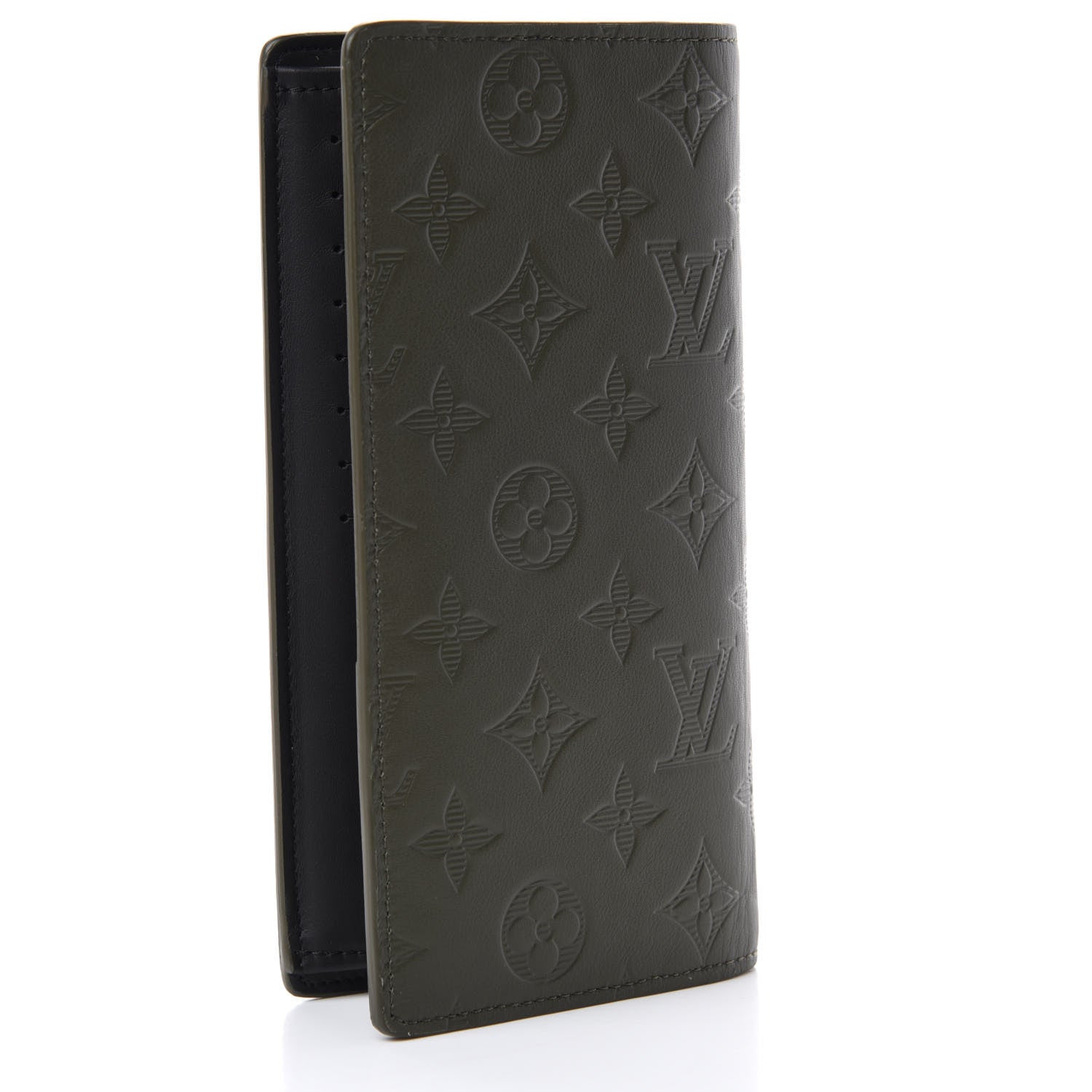 Louis Vuitton Calfskin Monogram Shadow Brazza Wallet Khaki 3 of 7