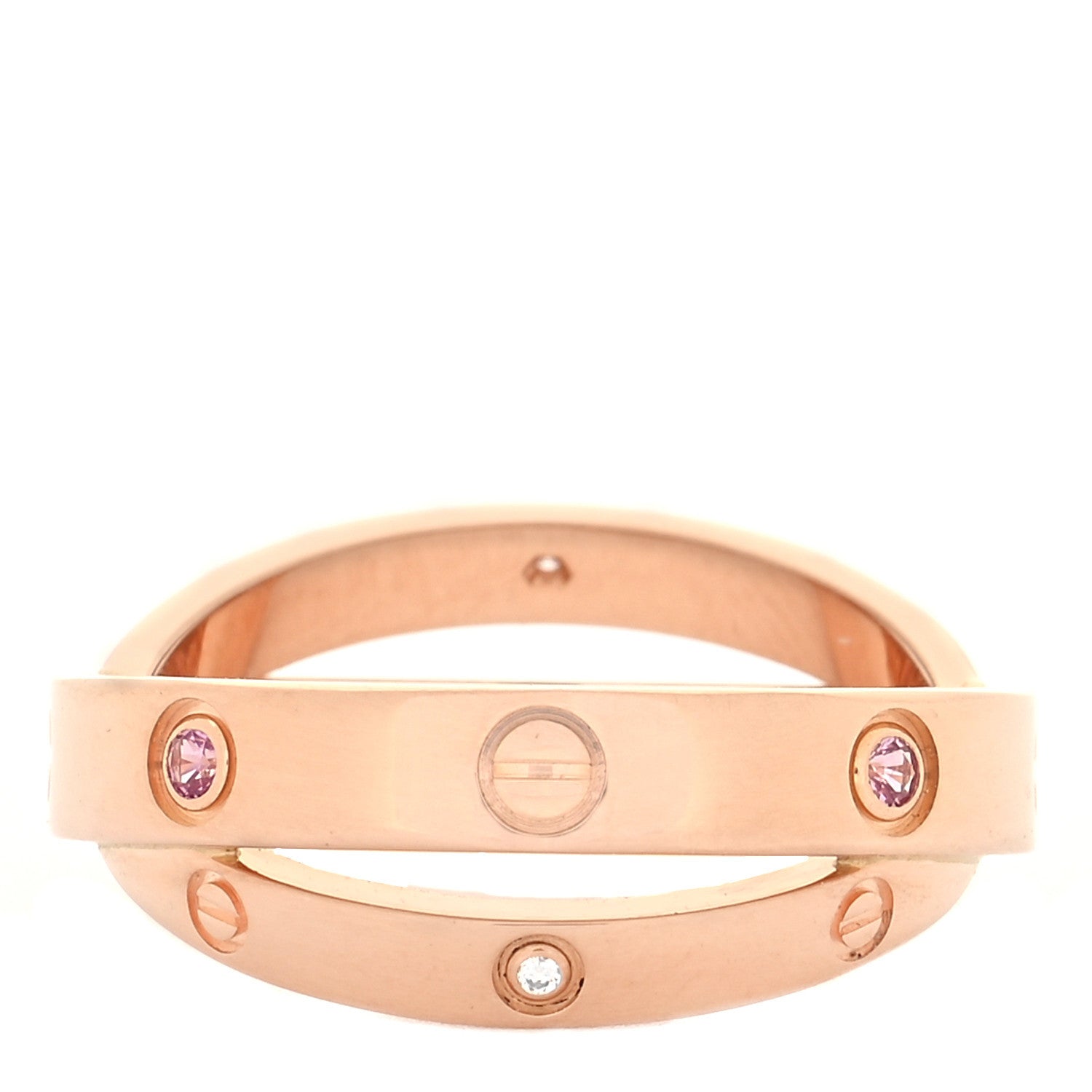 Cartier 18K Pink Gold Diamond Pink Sapphire LOVE Ring 51/5.75 3 of 5