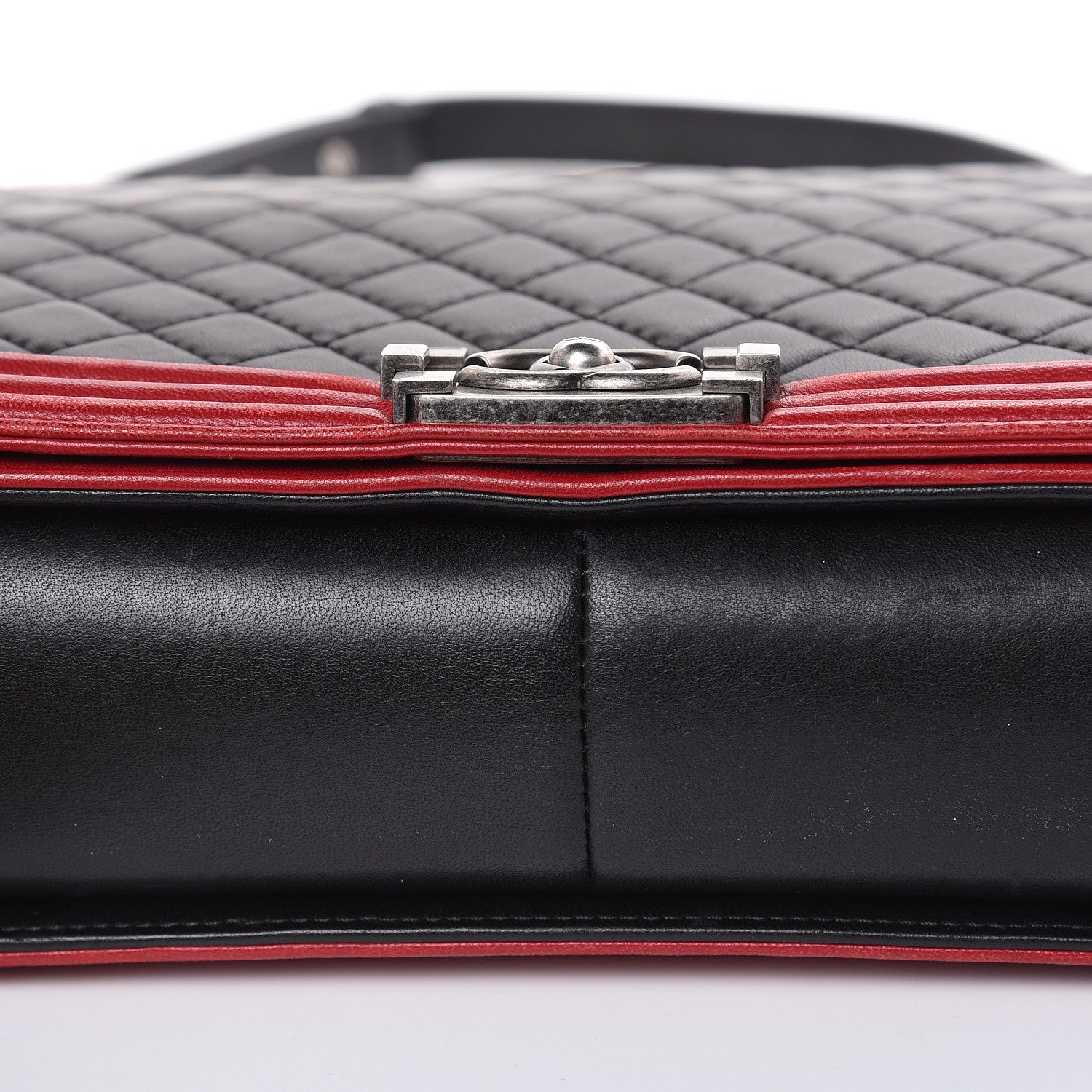 Chanel Lambskin Quilted Large Boy Flap Black Red 10 of 17