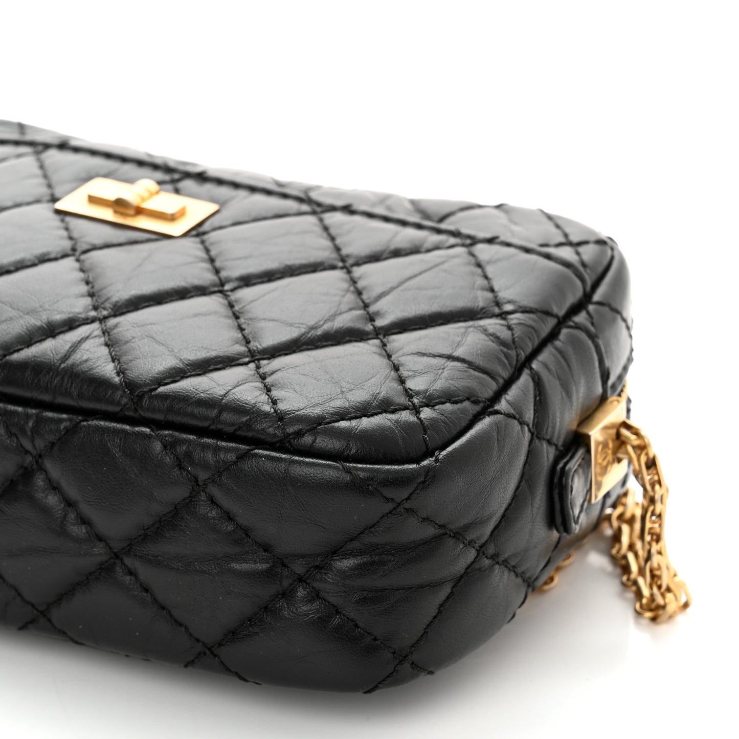 Aged Calfskin Quilted Mini Reissue Camera Case Black