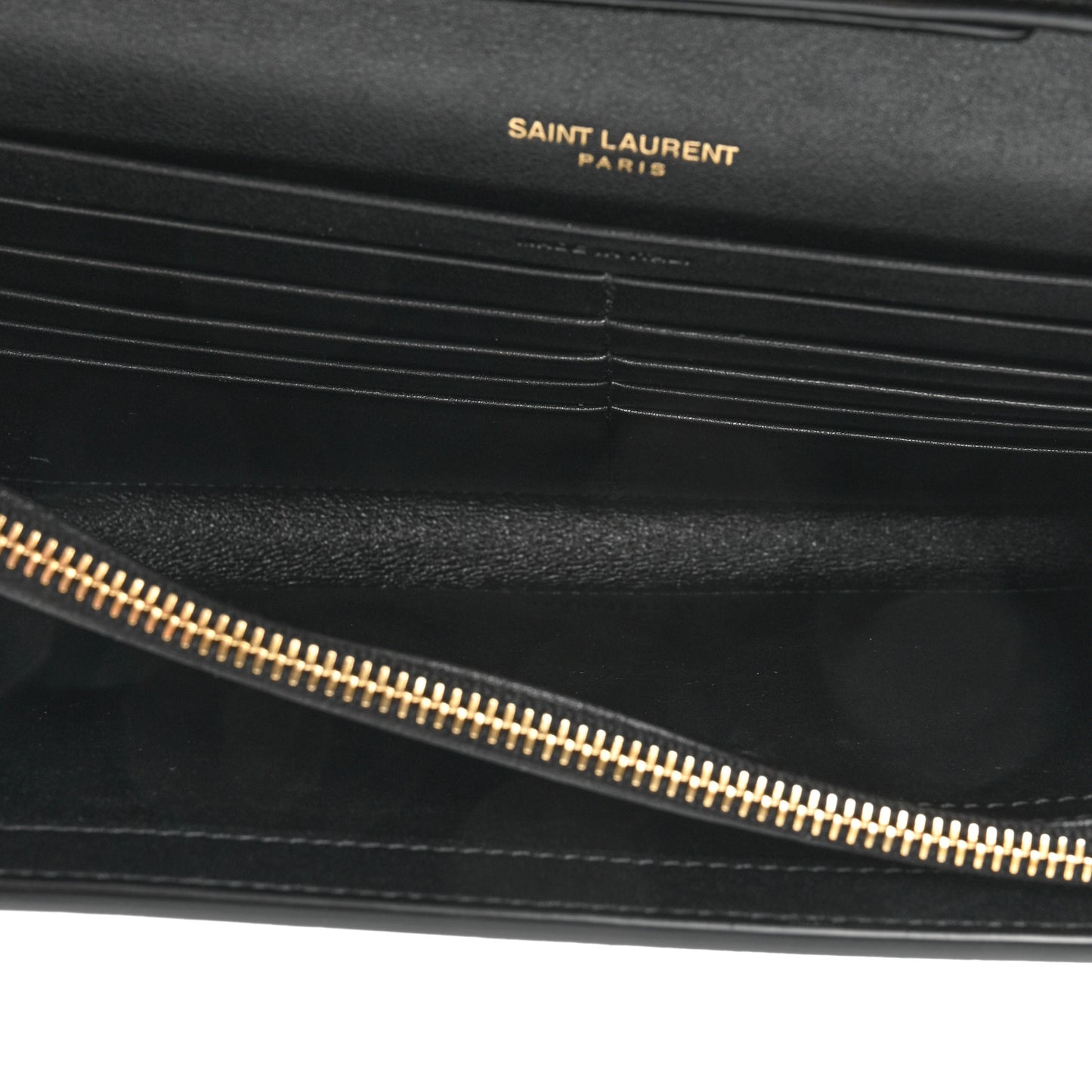 Calfskin Crocodile Embossed Monogram Chain Wallet Black