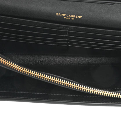 Saint Laurent Calfskin Crocodile Embossed Monogram Chain Wallet Black 7 of 11