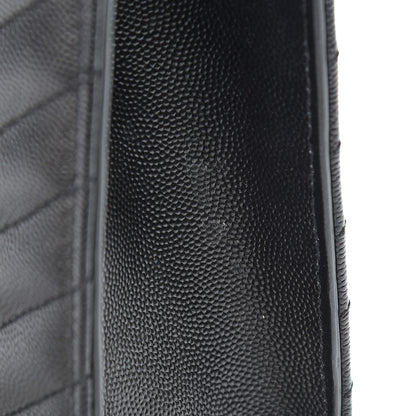 Saint Laurent Grain De Poudre Matelasse Chevron Large Monogram Satchel Black 13 of 14