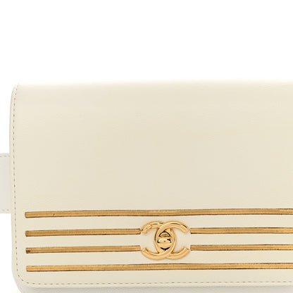 Chanel Grained Calfskin Embroidered Captain Gold Belt Bag White 8 of 14