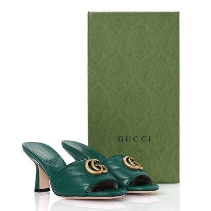 Gucci Nappa Matelasse GG Marmont 75mm Slide Sandals 35 Emerald 12 of 12