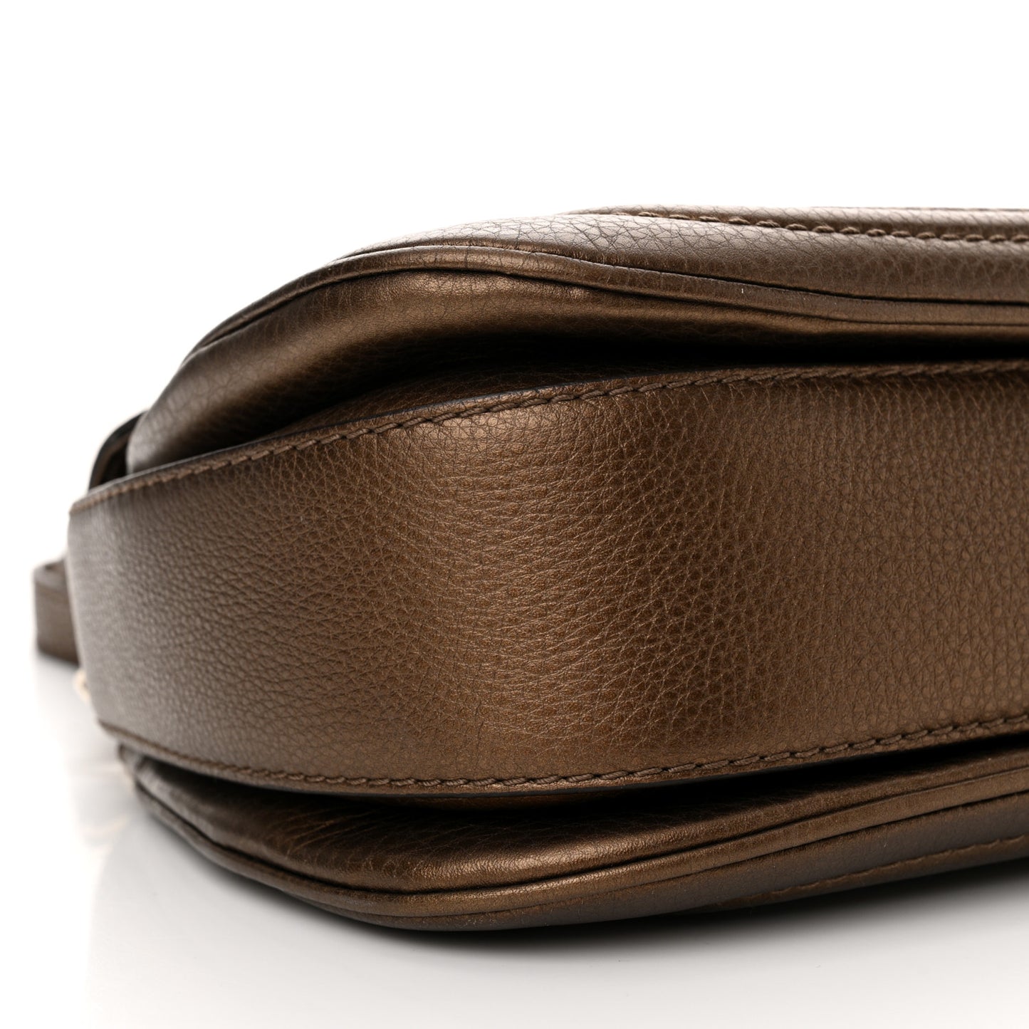 Metallic Calfskin Medium New Bamboo Top Handle Bag Bronze