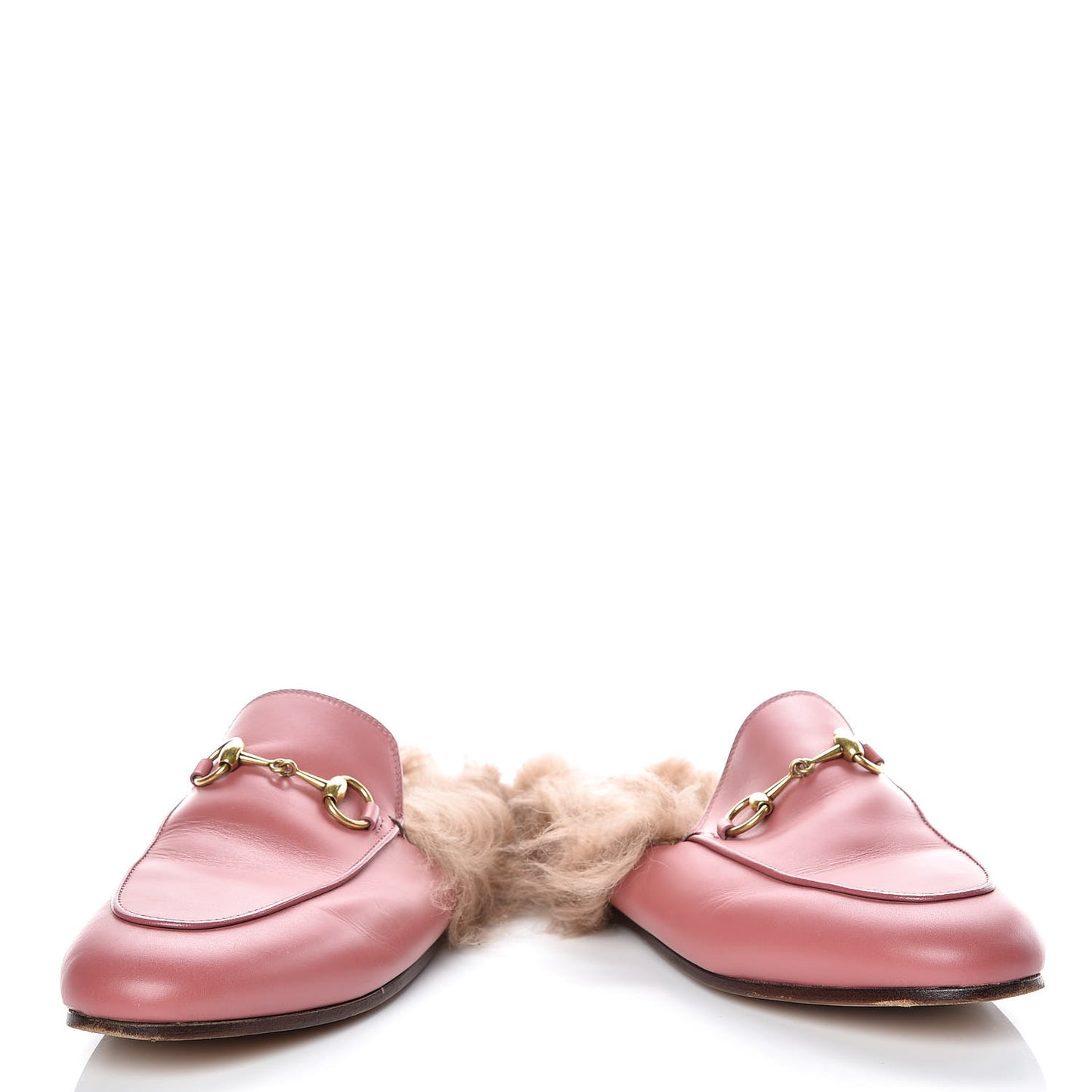 Calfskin Fur Womens Princetown Slippers 36.5 Lipstick Rose Natural