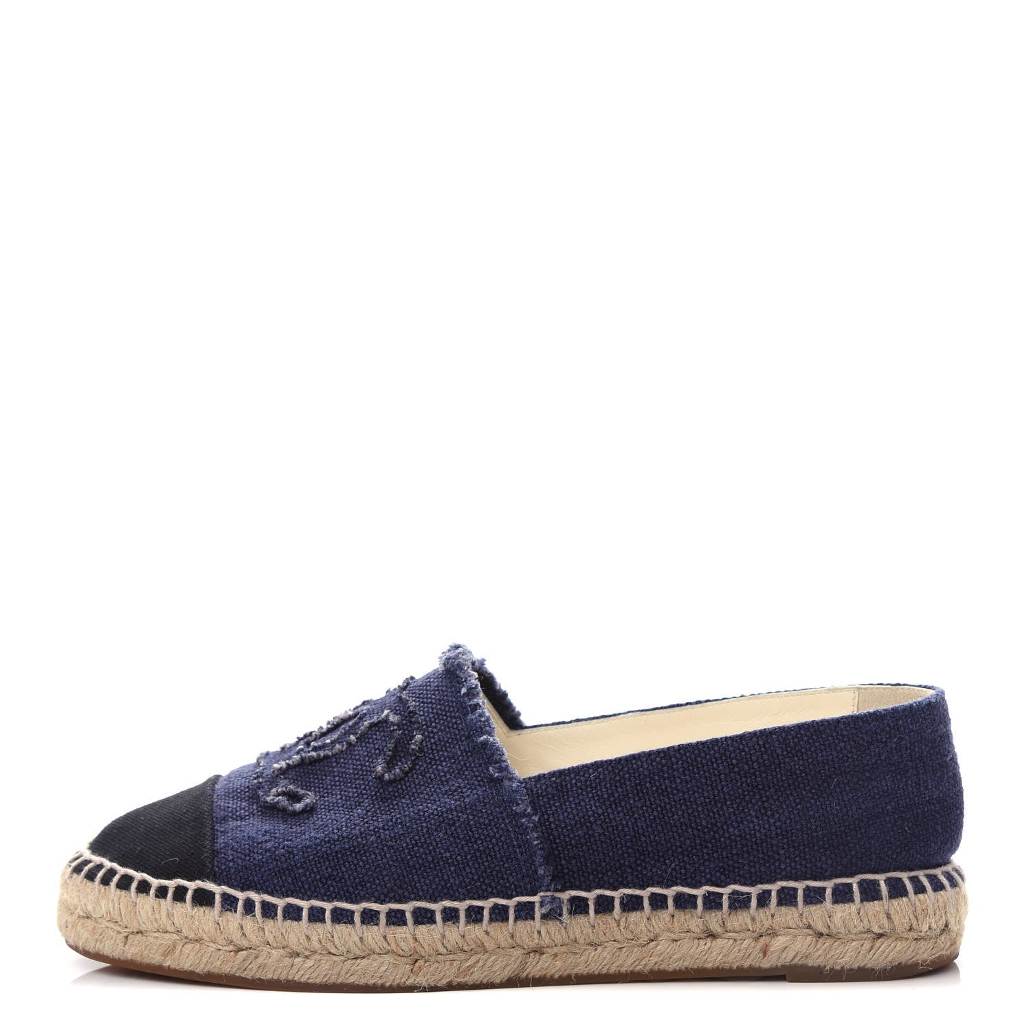 Chanel Denim Toile CC Espadrilles 38 Navy Black 1 of 11