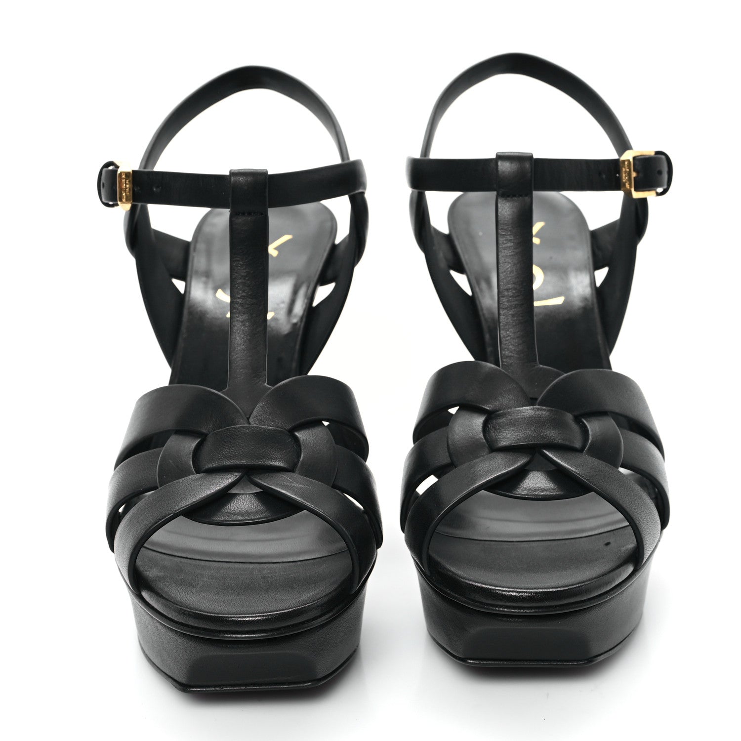 Saint Laurent Calfskin Tribute 75 Platform Sandals 37 Black 3 of 11