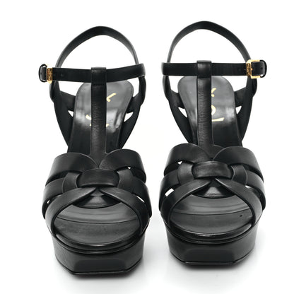 Saint Laurent Calfskin Tribute 75 Platform Sandals 37 Black 3 of 11
