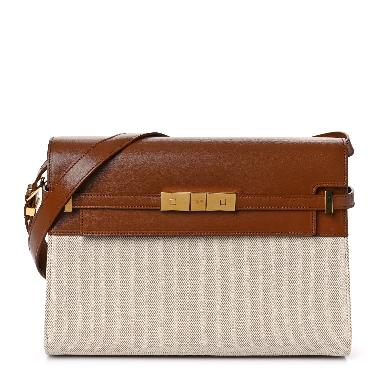 Saint Laurent Canvas Calfskin Manhattan Shoulder Bag Natural Beige Brick 1 of 8