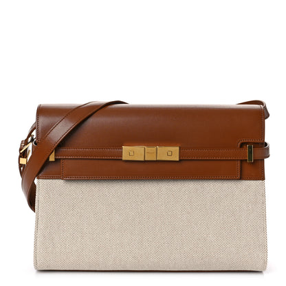 Saint Laurent Canvas Calfskin Manhattan Shoulder Bag Natural Beige Brick 1 of 8