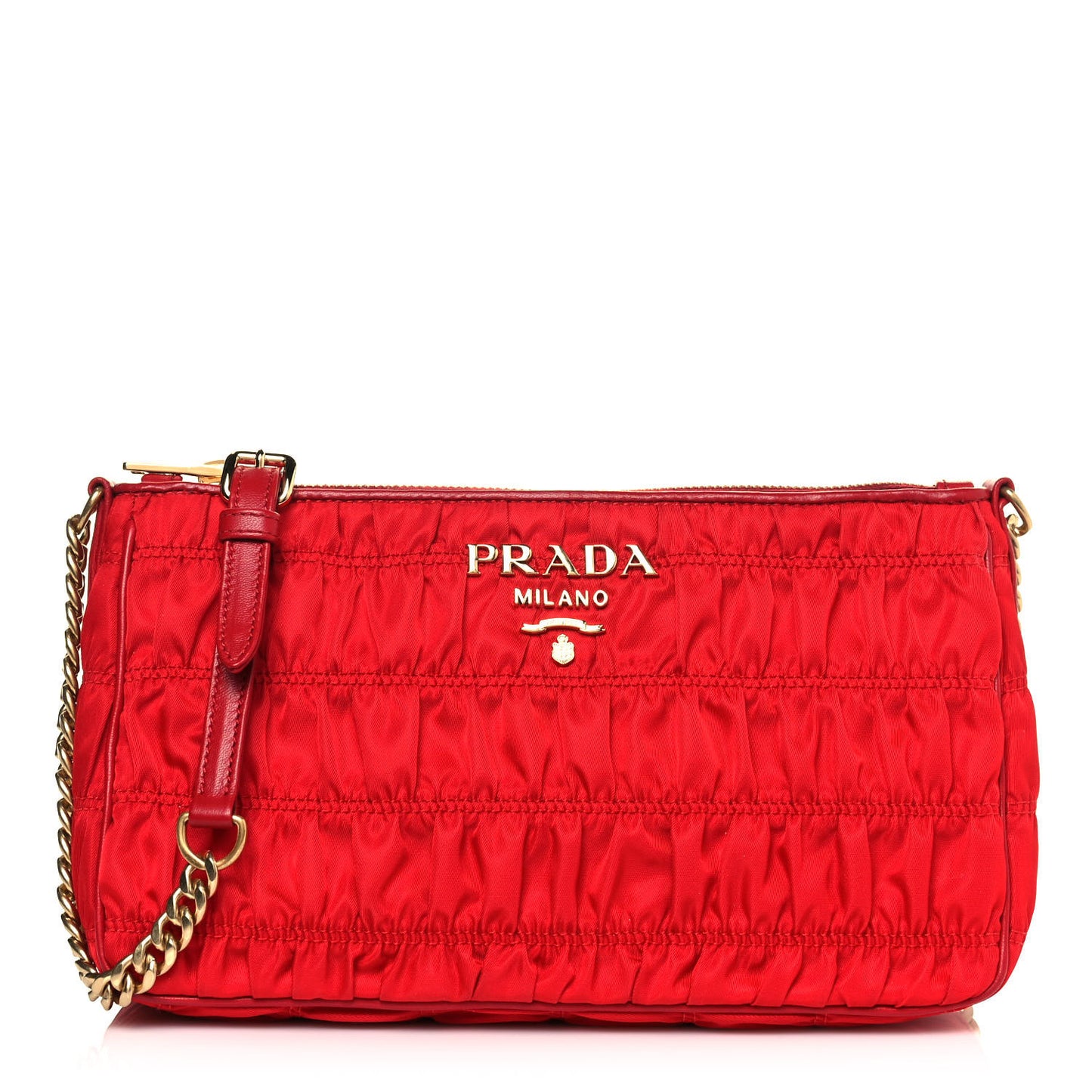 Tessuto Nylon Gaufre Shoulder Bag Rosso