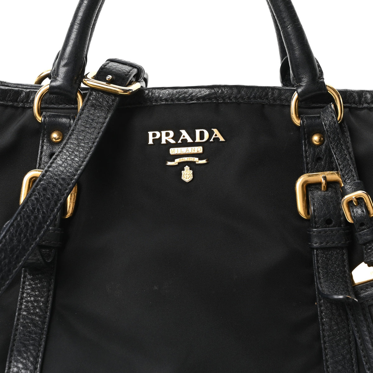 Prada Tessuto Nylon Vitello Daino Tote Black 8 of 11