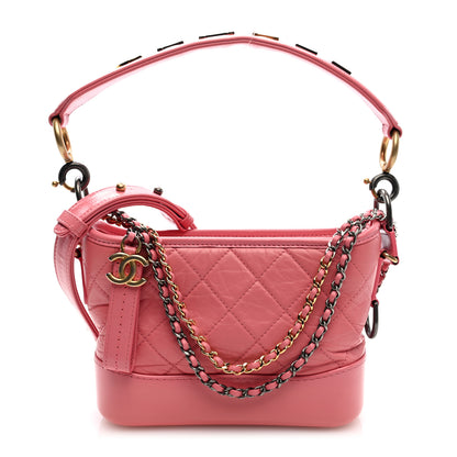 Chanel Aged Calfskin Quilted Small Gabrielle Logo Hobo Rose 1 of 9