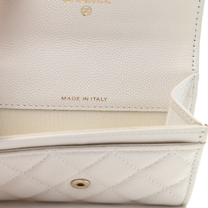 Chanel Caviar Quilted Flap Card Holder Wallet White 7 of 9