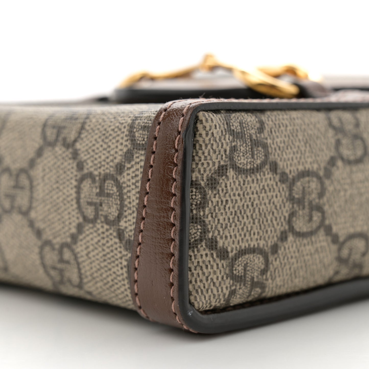 GG Supreme Monogram Mini Horsebit 1955 Crossbody Bag Beige Brown Sugar