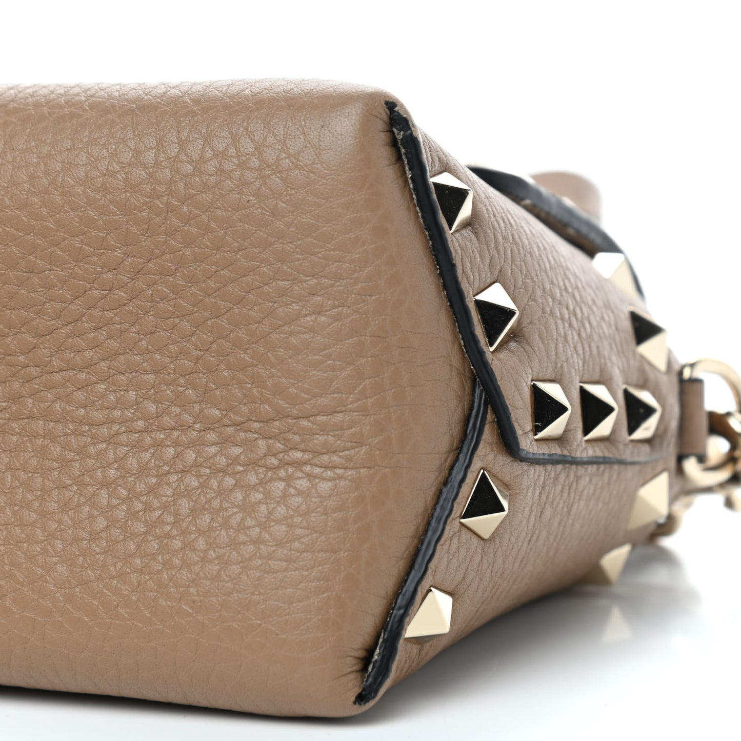Pebbled Calfskin Mini Rockstud Crossbody Bag Deep Alpaca