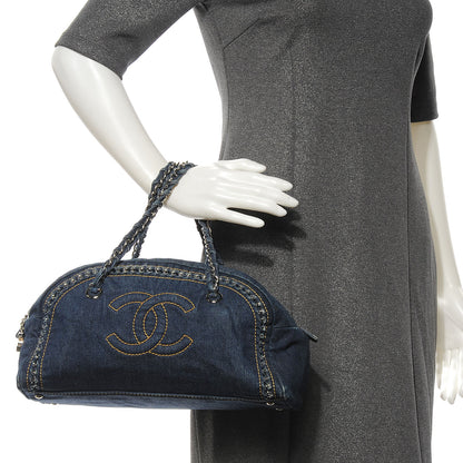 Chanel Denim Luxe Ligne Medium Bowler Blue 2 of 9