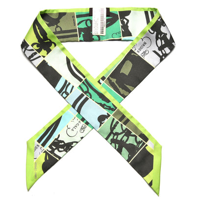 Hermes Silk En Desordre Twilly Vert Fluo Kaki Ciel 1 of 4