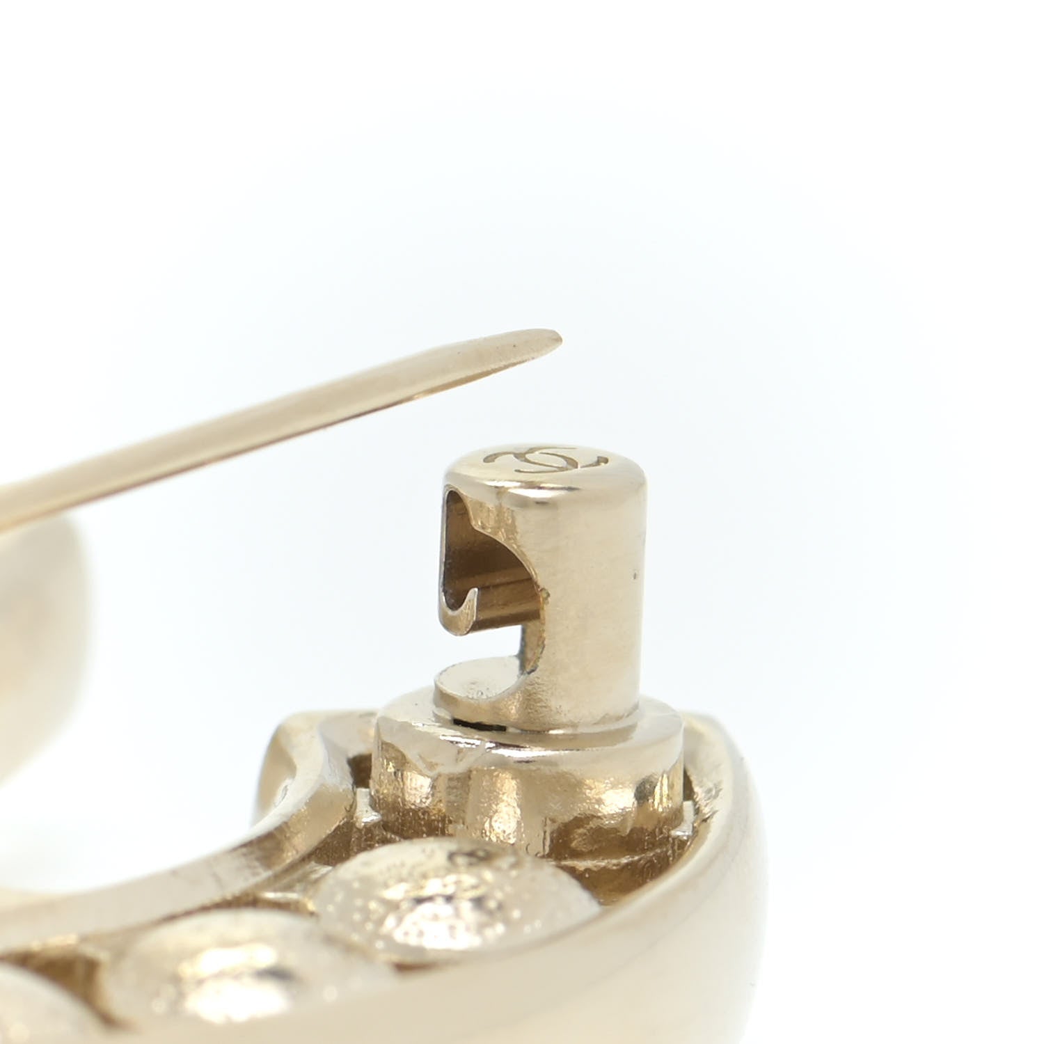 Chanel CC Pearl Brooch Pin Gold 4 of 5