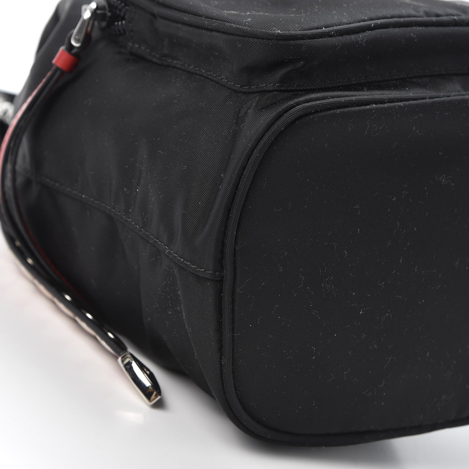 Prada Tessuto Nylon Studded New Vela Mini Bucket Crossbody Bag Black Fuoco 5 of 10