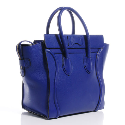 Celine Drummed Calfskin Mini Luggage Indigo 3 of 9
