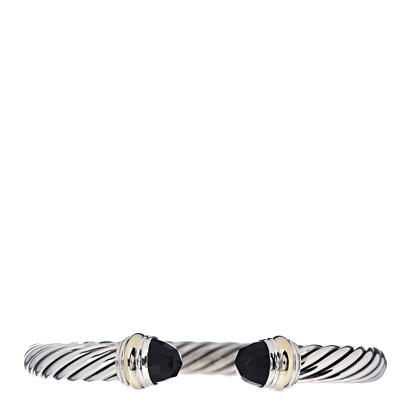Sterling Silver 14K Yellow Gold Black Onyx 7mm Cable Classics Bracelet