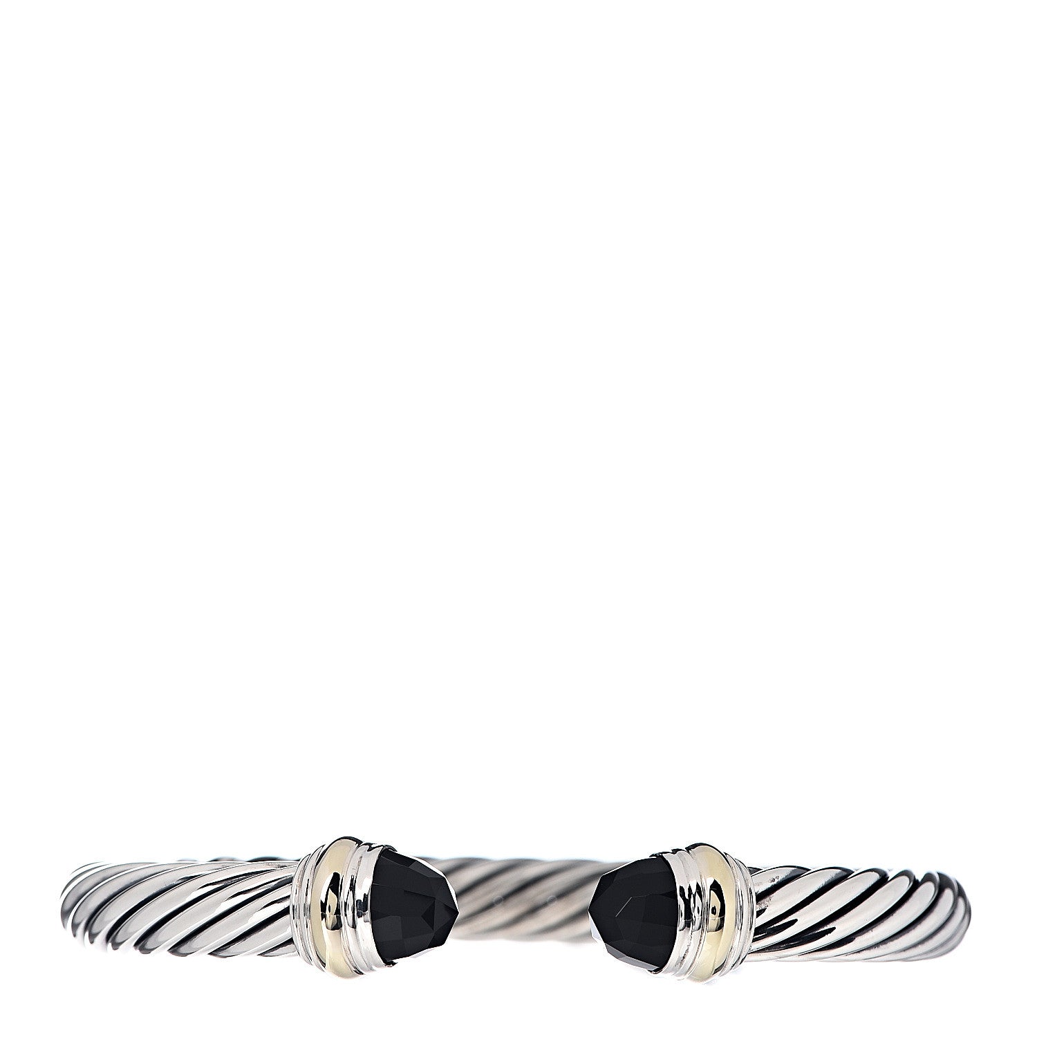 David Yurman Sterling Silver 14K Yellow Gold Black Onyx 7mm Cable Classics Bracelet 1 of 4