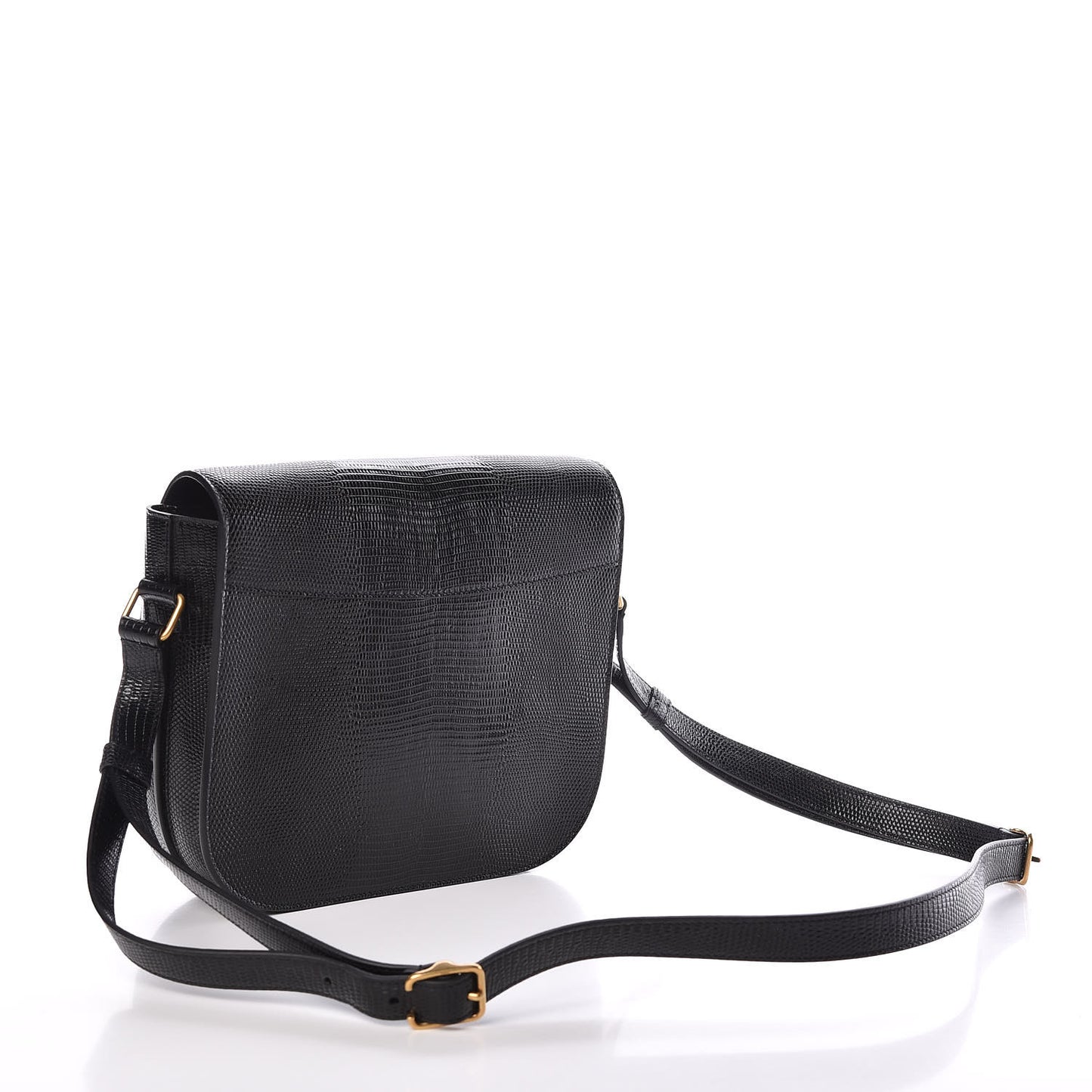 Lizard Calfskin Embossed Betty Messenger Black